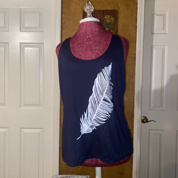 Extra Large Navy Tank with Feather - Picture 2 of 4